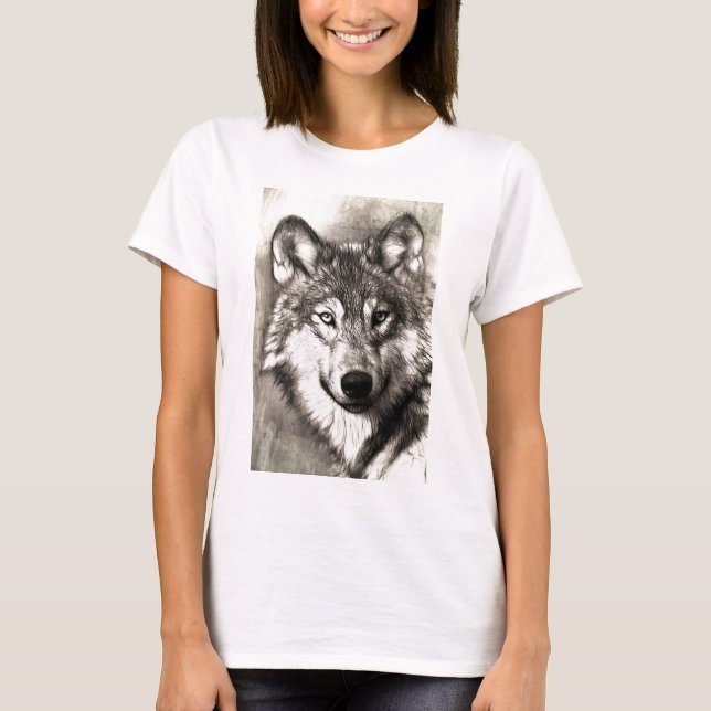 T-shirt Magnifique loup visage photo accessoires d'impress (Devant)
