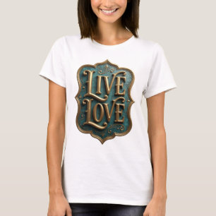 T-shirt Magnifique motif artistique Gold LIVE LOVE