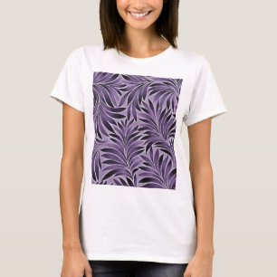 T-shirt Magnifique motif de feuilles en lilas et gris