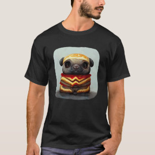 T-shirt Magnifique Pug Enveloppé dans un Pug Hamburger