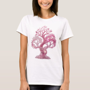 T-shirt Magnifique Tee shirt PINK GLITTER TREE slogan rose