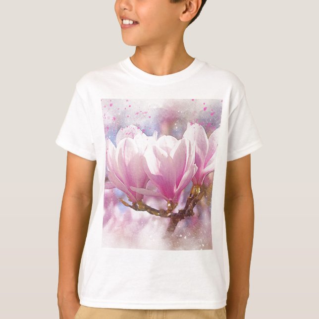 T-shirt Magnolia rose-pourpre en floraison - Fleur de prin (Devant)