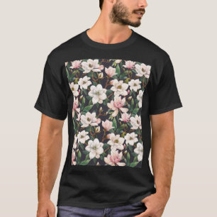 T-shirt Magnolias dessinés à la main : aquarelle transpare