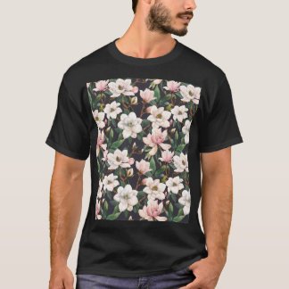 T-shirt Magnolias dessinés à la main : aquarelle transpare