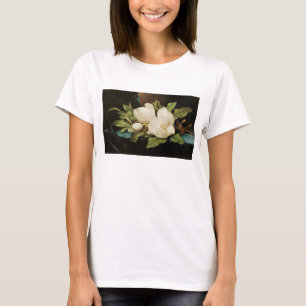 T-shirt Magnolias géant sur un tissu de velours bleu par M