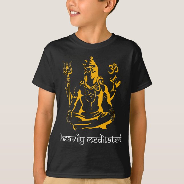 T-shirt Mahadev Assis Lourdement Méditée hindouiste (Devant)
