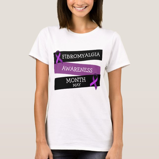 T-shirt Mai est Fibromyalgie Mois de sensibilisation Ribbo (Devant)