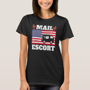 T-shirt Mail Escort Mailman Postman Worker Us Flag