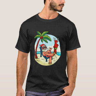 T-shirt Maillot de bain Santa Claus Renne Plage Palmier Tr