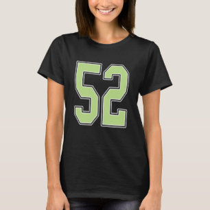 T-shirt Maillot de joueur vert sauge et blanc Numéro 52 Un