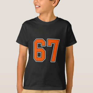 T-shirt Maillot Orange Blanc Numéro 67 Joueur Uniforme #67