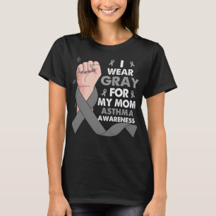T-shirt Main de boxe Je porte le gris pour ma maman ASTHMA