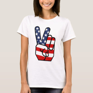 T-shirt Main de paix de drapeau américain