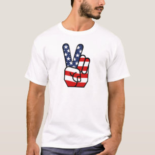 T-shirt Main de paix de drapeau américain