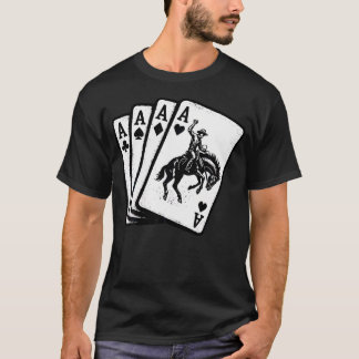 T-shirt Main de poker 4 As Cowboy de Rodéo à Cheval Bronco