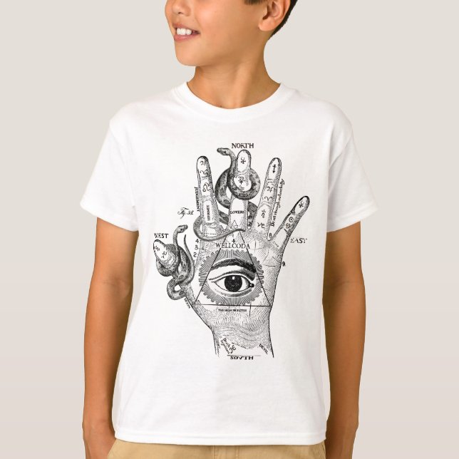 T-shirt Main de serpent de boussole de Wellcoda Illuminati (Devant)