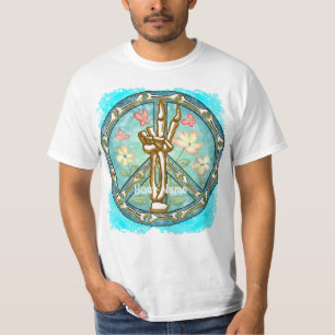 T-shirt main de squelette de la paix