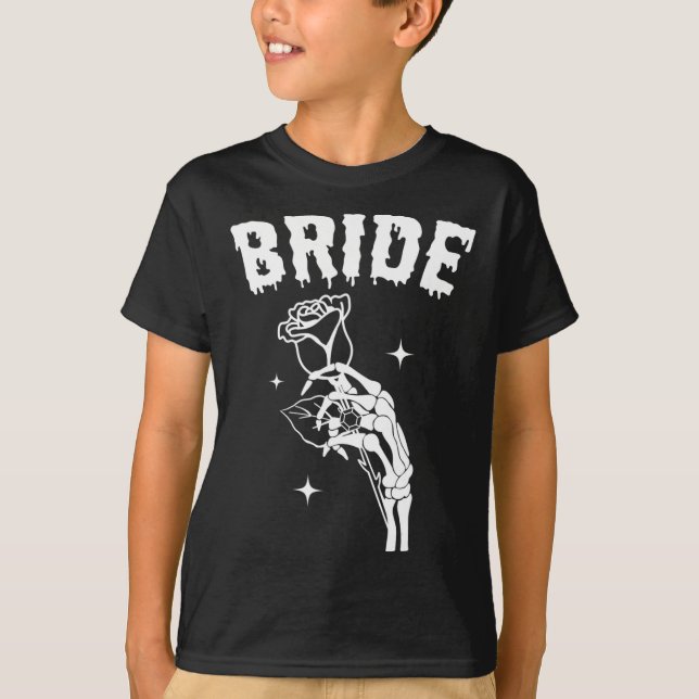 T-shirt Main de squelette de mariée Mariage d'Halloween Co (Devant)
