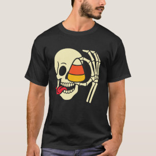 T-shirt Main de squelette effrayant tenant des bonbons Hal