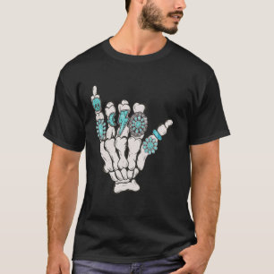 T-shirt Main de squelette turquoise Cowboy Rodeo occidenta