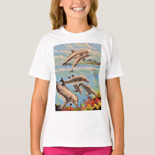T-shirt Main peinte par numéro Jouer aux dauphins Enfa