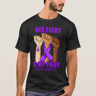 T-shirt Main Son Combat Est Mon Combat Violet Ribbon Epile