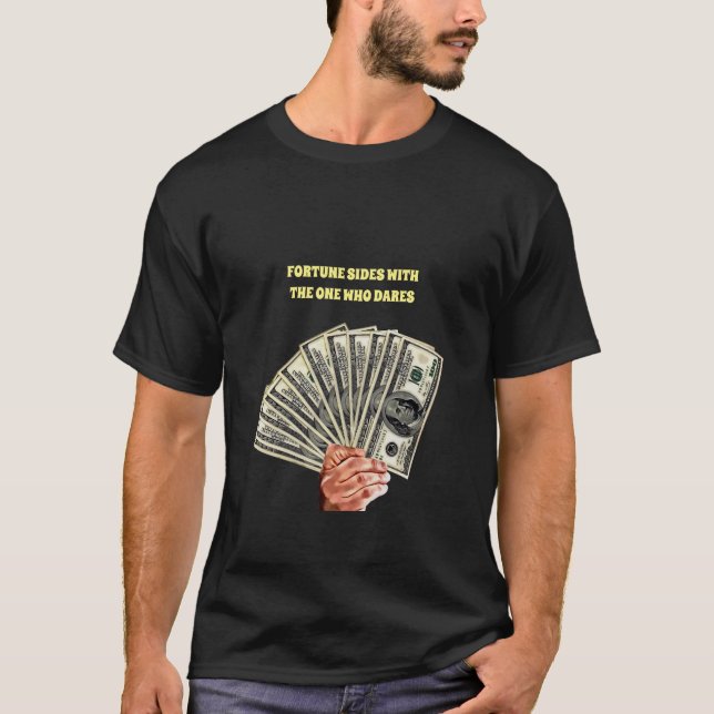 T-shirt main tenir cent dollars billets argent art (Devant)
