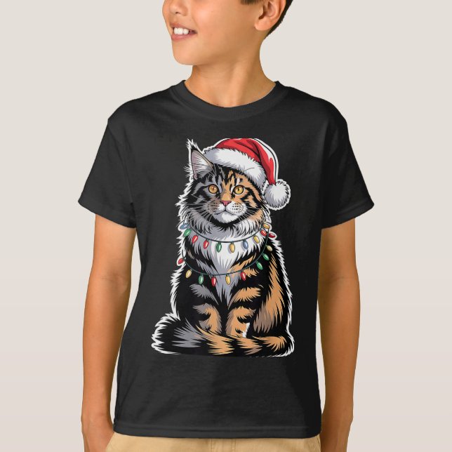 T-shirt Maine Coon Cat Christmas Xmas Kitten Kitty Lover M (Devant)
