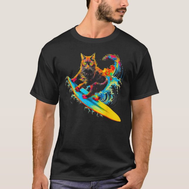 T-shirt Maine Coon Cat Surf (Devant)