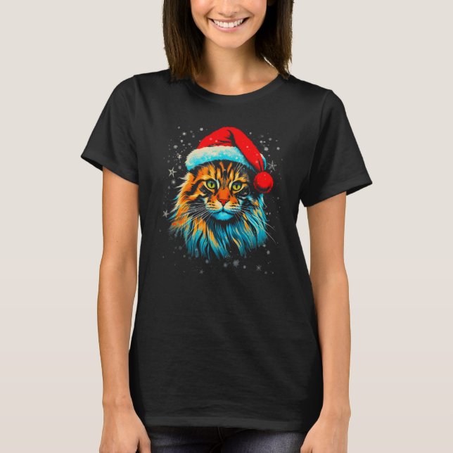T-shirt Maine Coon Cat Xmas (Devant)
