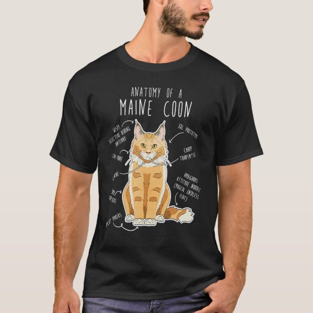 T-shirt Maine Coon Chat Anatomie Cute Animal Chat Maman Ch (Devant)