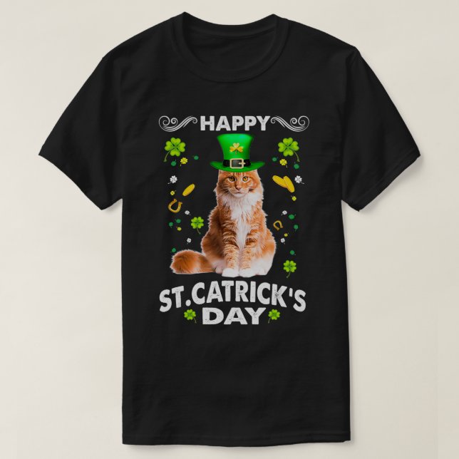 T-shirt Maine Coon Chat Happy St Catricks Day St patrick D (Design devant)