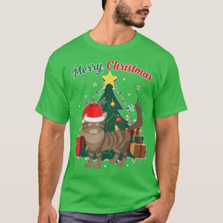 T-shirt Maine Coon Chat Noël Arbre Neige Flakes Noël Pré