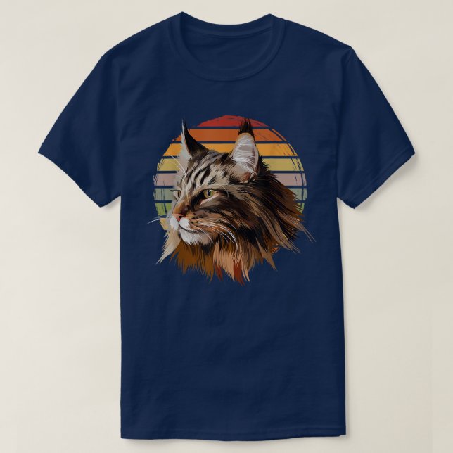 T-shirt Maine Coon Chat Vintage Retro (Design devant)