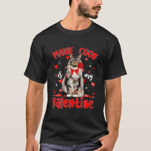 T-shirt Maine Coon Drôle Est Mon Chat Valentin Papa Chat M