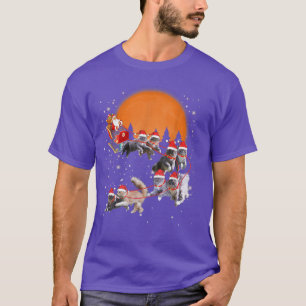 T-shirt Maine Coon Reindeer Santa Sleigh Christmas Cats Xm