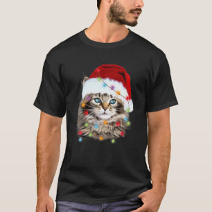 T-shirt Maine Coon Santa Hat Flammes de Noël Catmas Cat L
