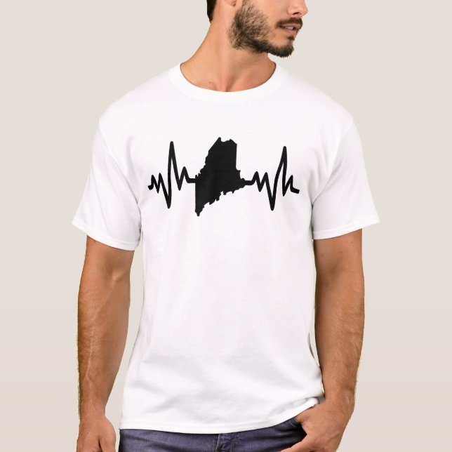 T-shirt Maine heartbeat design unisex (Devant)