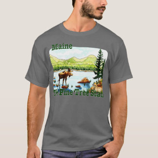 T-shirt Maine L'État De L'Arbre À Pins