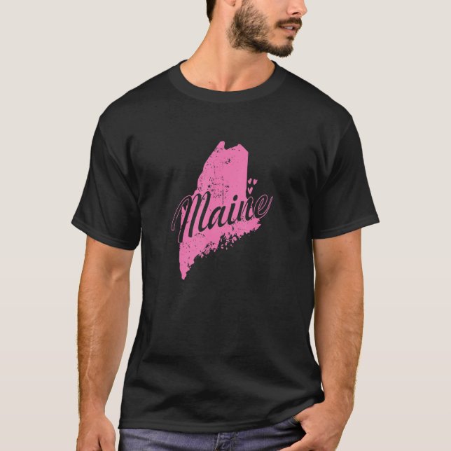 T-shirt Maine Map Outline USA America (Devant)