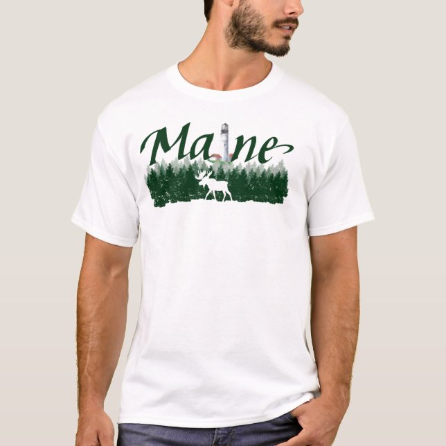 T-shirt Maine, phare, pins, orignal silhouette (Devant)