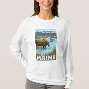 T-shirt MaineMoose buvant dans le lac