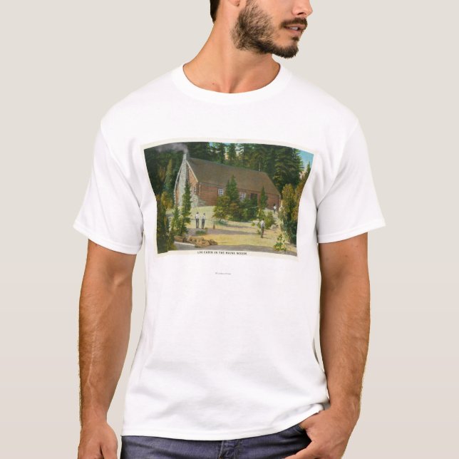 T-shirt MaineView d'un cabine de rondin dans les bois du (Devant)