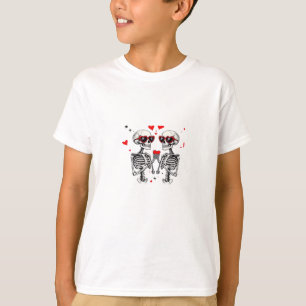 T-shirt Mains Coeur Squelette Pour Trending