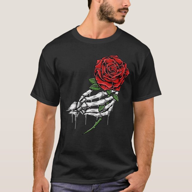 T-shirt Mains De Squelette Tenant Une Seule Tatte De Tête  (Devant)