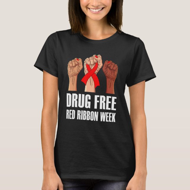 T-shirt Mains En Octobre Nous Portons La Semaine Rouge Du  (Devant)
