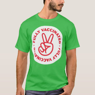 T-shirt Mains entièrement vaccinées V Rouge et blanc