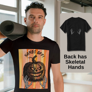 T-shirt Mains squelettiques inquiétantes et citrouille sin