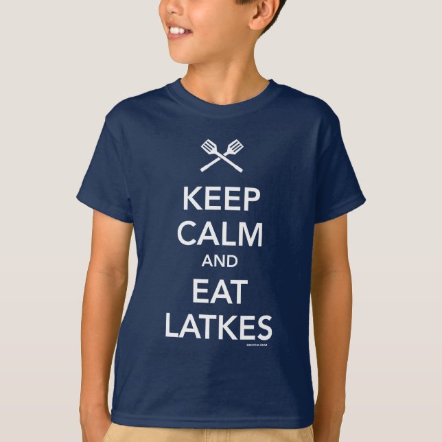 T-shirt Maintenez calme et mangez des Latkes (Devant)