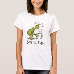 T-shirt Mais d'abord Café Crispé Vert Dessin Animé Amateur